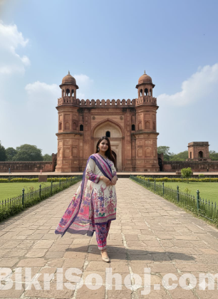 Ready Made Pure dubai silk Digital Print Three Piece